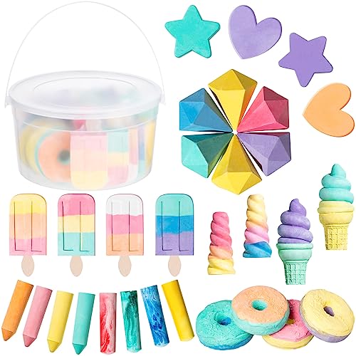 Ctosree 30 Pcs Sidewalk Chalk Kids Chalk Ice Cream Unicorn Donuts Chalk Sets for Kids Outside Kids