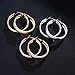 3 Pairs Fashion Hoop Earrings,40mm Stainless Steel Big Hoop Earrings in Gold Plated Rose Gold Plated Silver for Women Girls