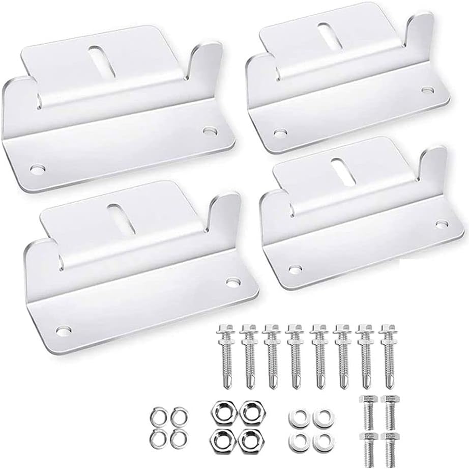 Solar Panel Z Bracket Set mounting, Stainless Screws, Nuts, Bolts, Flat Roof, All Surfaces RV, Motorhomes, Campervan
