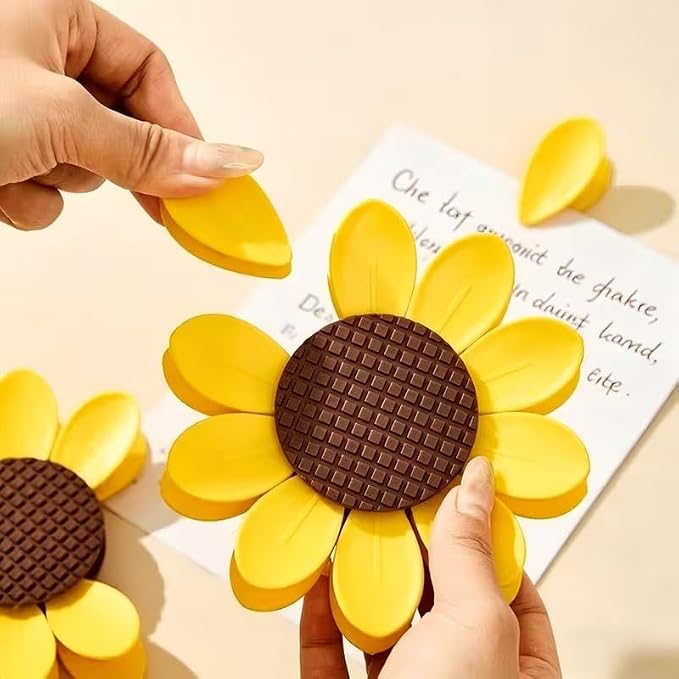 10 Pack Sunflower Bag Sealing Clips, Detachable Petal Food Bag Sealer Clamps with Storage Base, Yellow