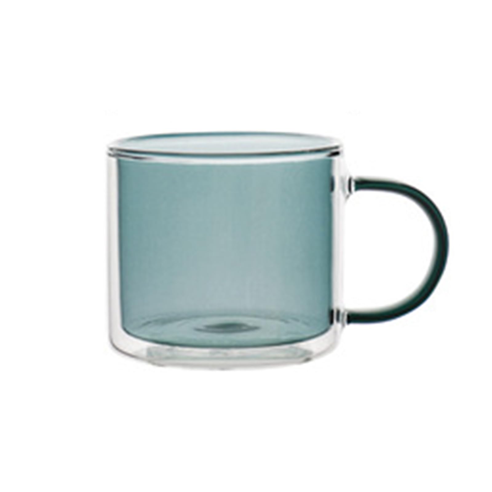 soulnioi 300ML Colored Double Walled Glass Coffee Mugs, Glass Water Cup Milk Cup Tea Mug Insulated Coffee Mug with Handle for Hot&Cold Drink (Green)