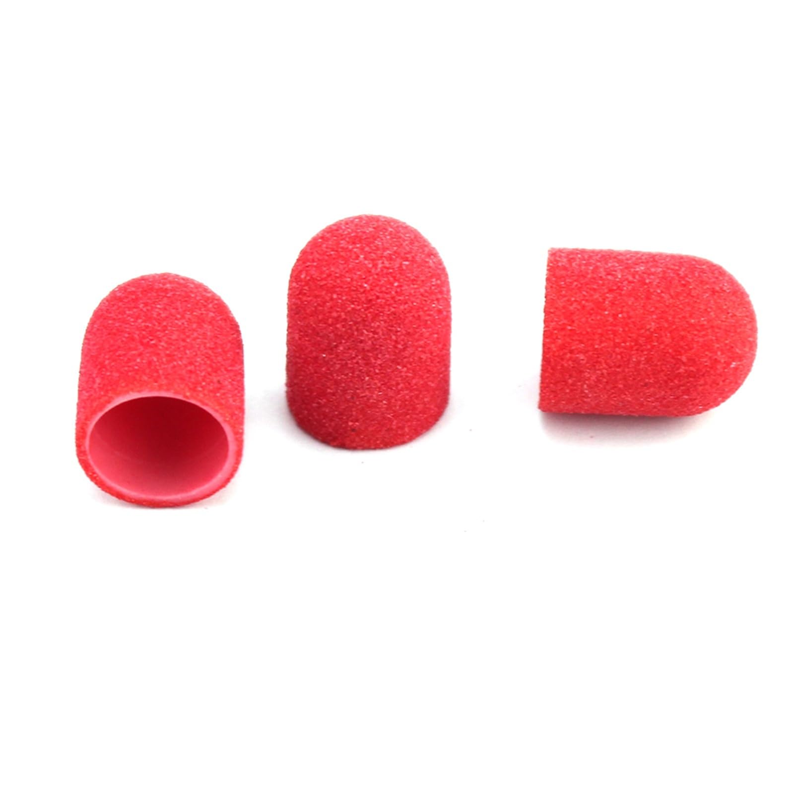 Tambores de Lijado 50 Uds. Accesorios de taladro uñas plástico rojo tapas bloque mandril removedor Gel cuidado los pies cutícula(16x25 120 Grit)