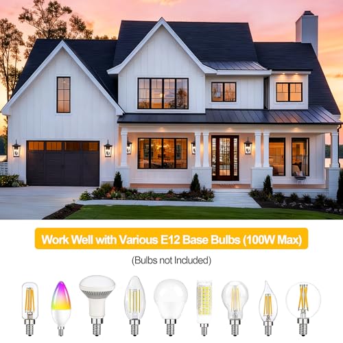 Image of Kalium Modern Outdoor Wall Sconce Fixture 20 1 /2 inch, Matte Black, 3-Light Exterior Wall Mount Lighting with Clear Glass Panels for House Porch Patio Outside Deck Garage Yard Front Door Garden Home