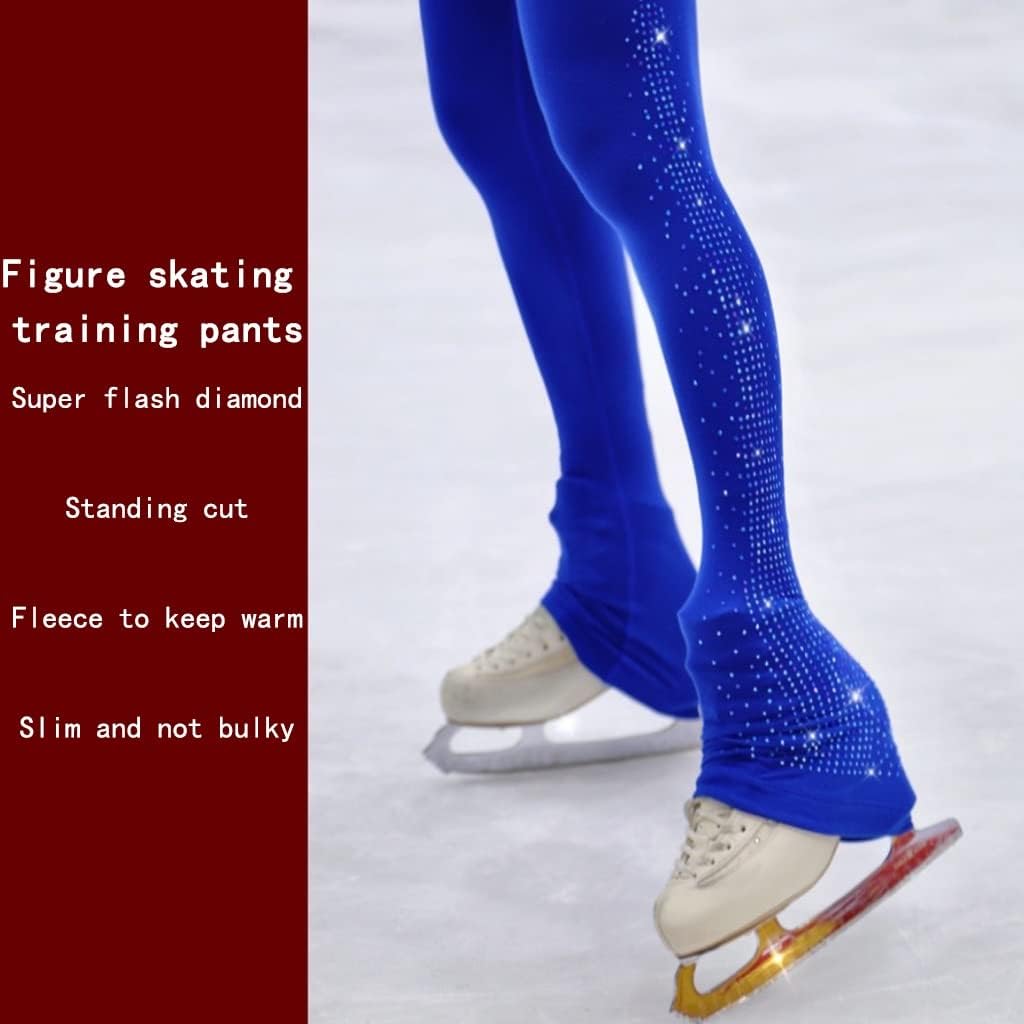Figure Skating Training Clothes Kids Skating Pant Fleece to Keep Warm Bag Shoes Austrian Drill Practice Pants (Color : Blue, Size : Small)