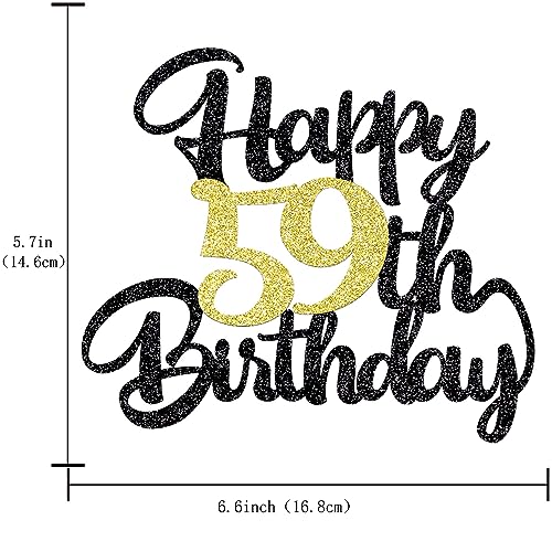 Image of 59th Happy Birthday cake topper happy birthday cake decoration 59th birthday party decoration gift plugin (59) Black gold
