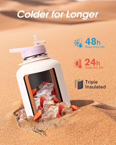 Image of Coolflask Half Gallon Water Bottle Insulated Stainless Steel with Strap