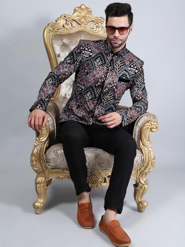 Image of WINTAGE Men's Embroidered Velvet Bandhgala