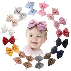YanJie 4.5” Baby Girls Soft Nylon Headbands Newborn Bows Handmade Hairbands Hair Accessories for Newborn Infant Toddler Kids 16Pcs