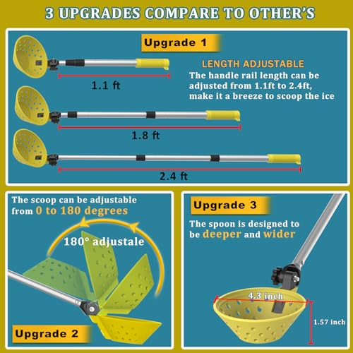 Huntury Retractable Ice Fishing Scoop Skimmer, Ice Fishing Accessories, Long Length, And Larger Spoon, No More Bending Over To Scoop Out Ice While Ice Fishing, Ice Fishing Gear, Pack Of 2 by Huntury - Image 2