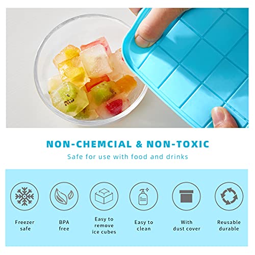 image for GONGQIN Ice Cube Tray for Freezer with Lid and Bin- Silicone Ice Cube 