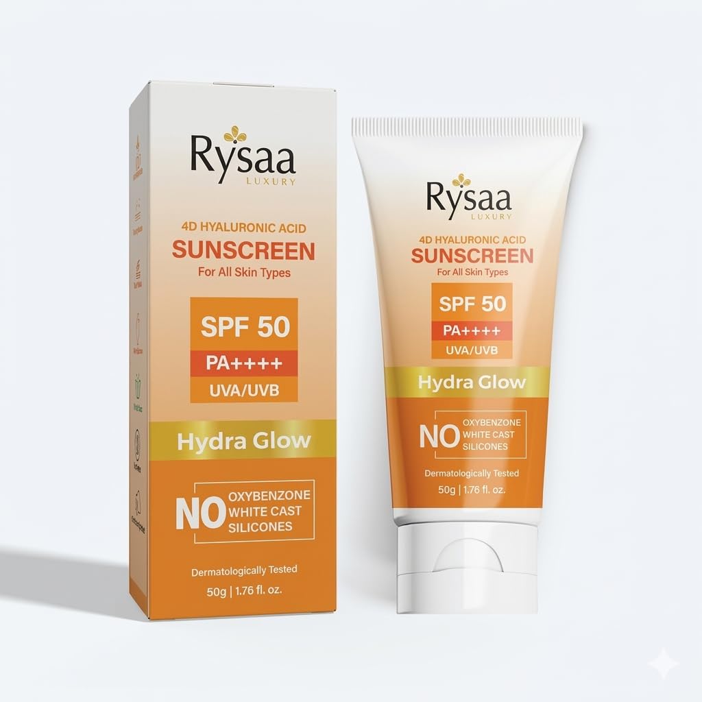 Generic Hydra Glow Gel Sunscreen SPF 50 PA++++ Lightweight Daily Face Sunscreen with Niacinamide & Plant-Based Ingredients, Hydrating Dewy Finish, No White Cast, Smooth Makeup-Ready Skin (1.76 oz)