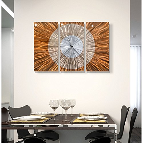 Statements2000 Large Contemporary Wall Clock With Orange, Gold And Amber Jewel Tone Fusion - Modern Metal Wall Art Home Accent - Hanging Wall Clock - Afterglow Clock By Jon Allen - 38-Inch #TOP1