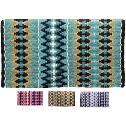 Tahoe Tack Reya Western Show Saddle Blanket – Handwoven 100% New Zealand Wool, Oversized 34" x 38", Heavyweight 5+ lbs, Vibrant Design, Ideal for Layering at Shows, Parades & Rodeos