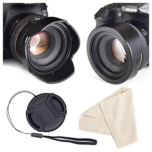 58mm Reversible Tulip Flower Lens Hood Set, Unique Design Camera Lens Hood for Canon Nikon Sony DSLR + Center Pinch Lens Cap with Cap Keeper Leash + Microfiber Cleaning Cloth