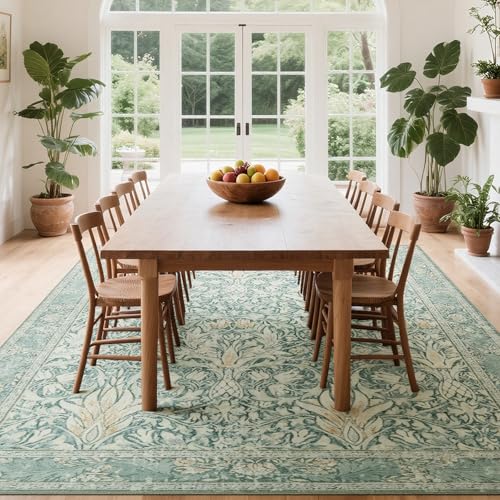 Image of Vintage Floral 6x9 Area Rug,Soft Non-Slip Machine Washable Rug for Living Room,Stain Resistant Carpets for Bedroom Dining Room Farmhouse Nursery Home Office