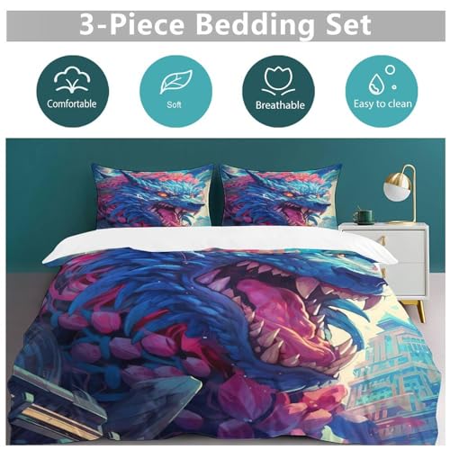 Parure de lit dragon 3D idée cadeau originale en microfibre douce king size - 6
