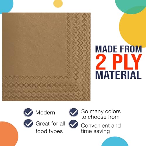 Serviettes en papier dorées 2 plis jetables absorbantes pour cocktail et mariage
