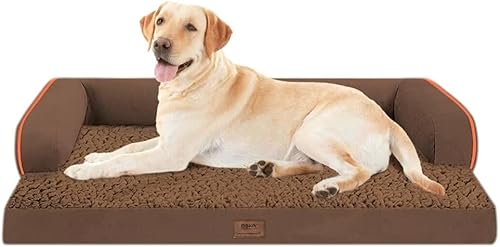 Miniatura 34 de Cama ortopédica extra grande para perros impermeable: cama de espuma viscoelástica para perros XL y extra grandes, sofá sofá, lavable con funda Azul