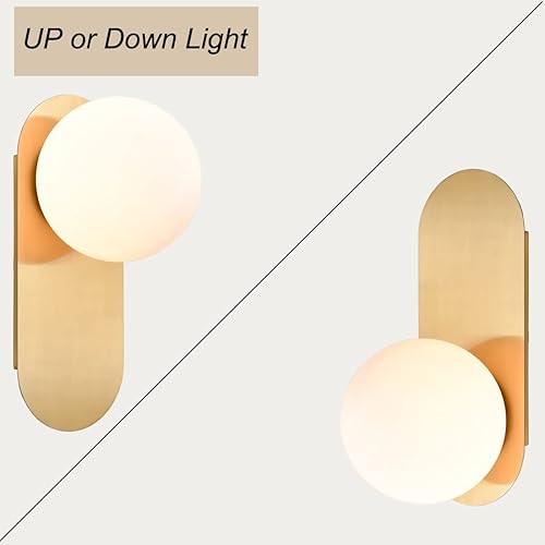 Miniatura 9 de HOLKIRT Juego de dos apliques de pared de latón, lámpara de pared moderna, aplique de pared con globo, luz de montaje en pared, iluminación de pared