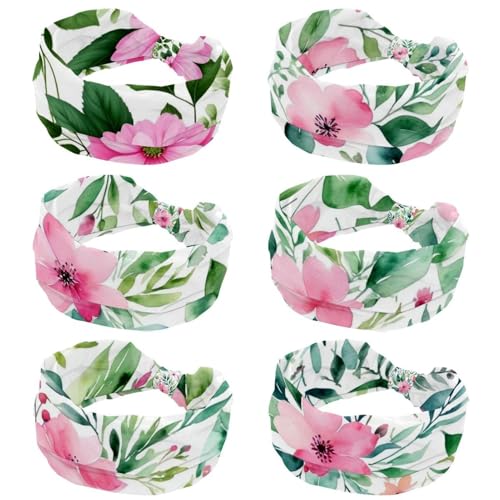 Bandeaux à fleurs roses pour femme lot de 6 serres-têtes larges élastiques