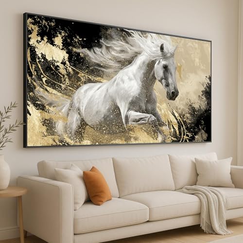 Toile moderne de cheval blanc pour habiller un mur vide