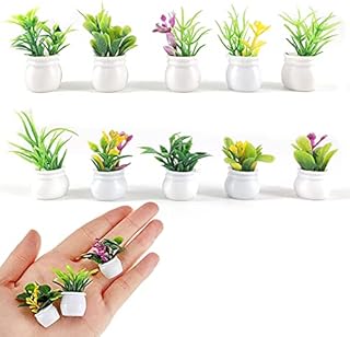 Sugamm 10 Pack Mini Potted Plants Artificial Flower Model Tiny Fake Greenery Ornament Micro Landscape Furniture Decoration Miniature Bonsai