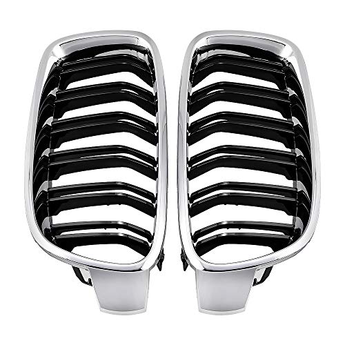 Front Kidney Grill Chrome Frame & Black Fence M3 Look Grille Compatible With Bmw F30/F31 3-Series 2012-2018 '12 '15 #TOP6
