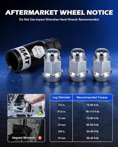 Image of Orion Motor Tech 1 /2 inch-20 Lug Nuts with Cone Seat, 3 /4 inch 19mm Hex 1.38x0.87 in. Chrome Plated Wheel Lug Nuts Compatible with Ford Mustang Explorer F-150 Dodge Ram 1500 Jeep Wrangler, Set of 20