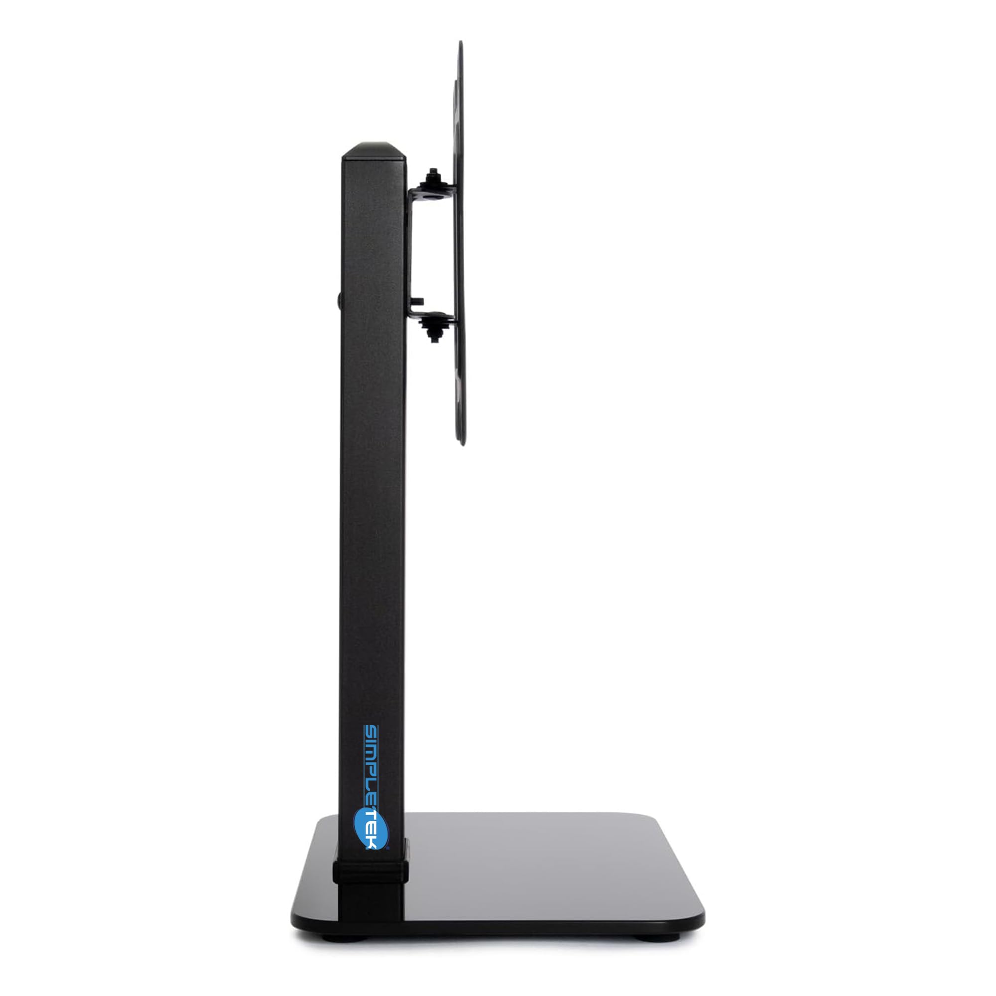 SIMPLETEK - Supporto da Tavolo Universale per Monitor e TV 23"-43" - Base in Vetro Temperato - Max 40kg - VESA 200x200 - Design Slim Nero