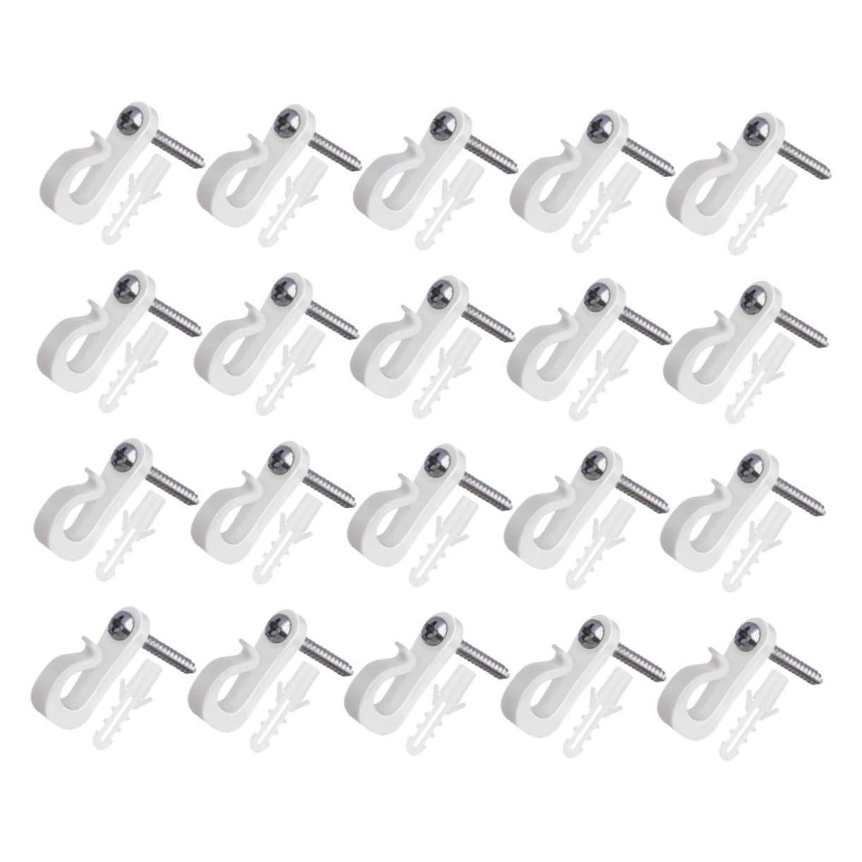 PRETYZOOM 20 Set Outdoor Light Hanger Hooks Plastic Clips for Hanging Lights Wind Chimes and Plants Easy Install Screw in Hooks for Holiday Decor Event Setup