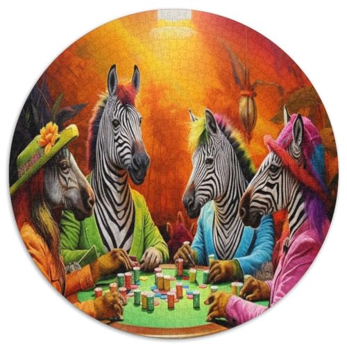 Puzzle de 1000 piezas redondo con diseño de cebras, ideal para decoración del hogar y arte