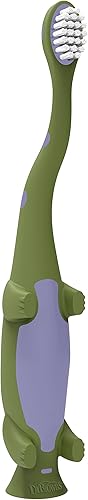 Miniatura 8 de Dr Browns Cepillo de dientes para bebés y niños pequeños dinosaurio verde paquete de 1 a 4 años