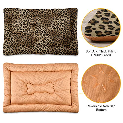 Image of Blueangle Vintage Leopard Print Dog Bed Cat Bed, Rectangle Comfortable Pet Bed, Ultra Soft Calming Dog Bed for Small Medium Large Dogs, 36 inch x 24 inch