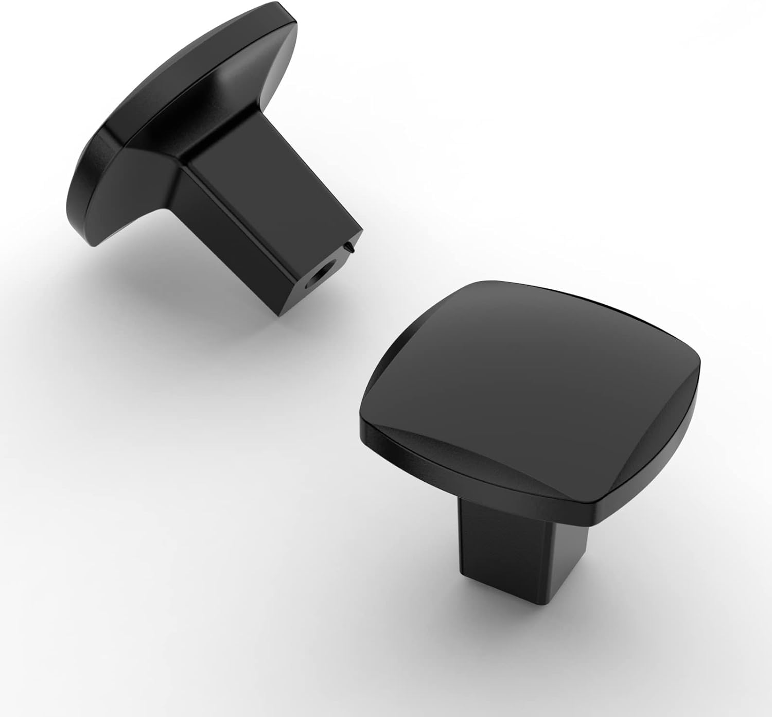 Amerdeco 10 Pack Matte Black Cabinet Knobs Single Hole Cabinet Handles Solid Zinc Alloy Square Drawer Knobs Cupboard and Kitchen Hardware AM049