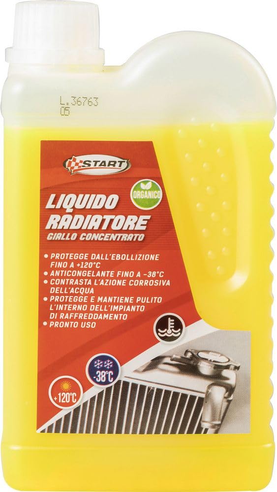 Start - Liquido Radiatore Giallo Anticongelante -38°C 500 ml – Protezione Pronta all’Uso per Impianti di Raffreddamento Auto, Moto, Veicoli Commerciali e Agricoli