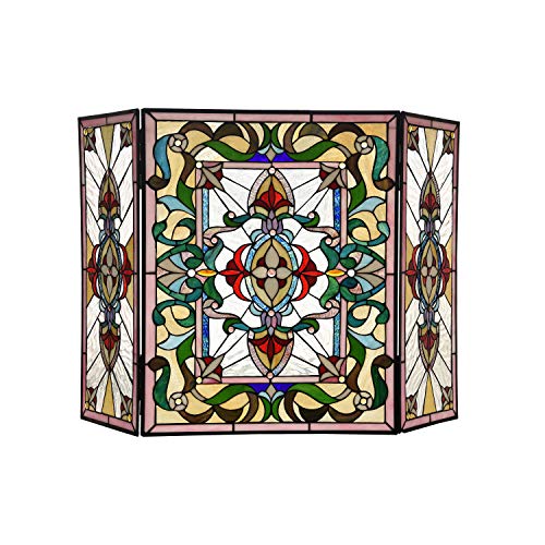 CHLOE Lighting AYLEE Tiffany-Style 3pcs Folding Victorian Fireplace Screen 44