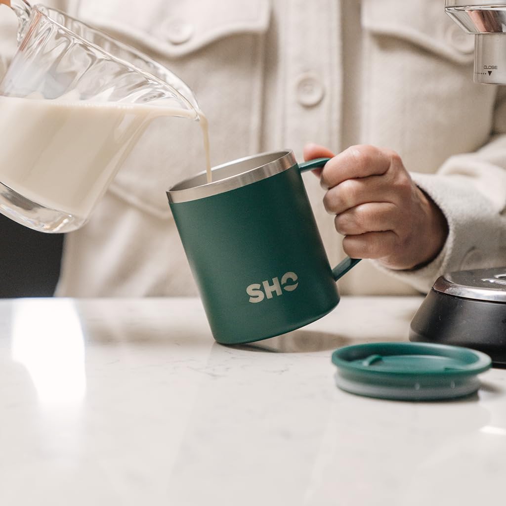 SHO Flexi - Ultimate Insulated Stainless Steel Reusable Coffee Mug - 4 Hours Hot, 8 Hours Cold - 370ml - BPA Free (Forest Green, 370ml) - Image 3