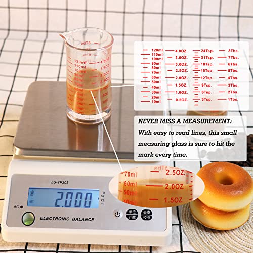 Ackers Shot Glass Measuring Cup 4 Ounce/120Ml Liquid Heavy High Espresso Glass Cup Red Line，V-Shaped Spout<Version 2.0> #TOP5