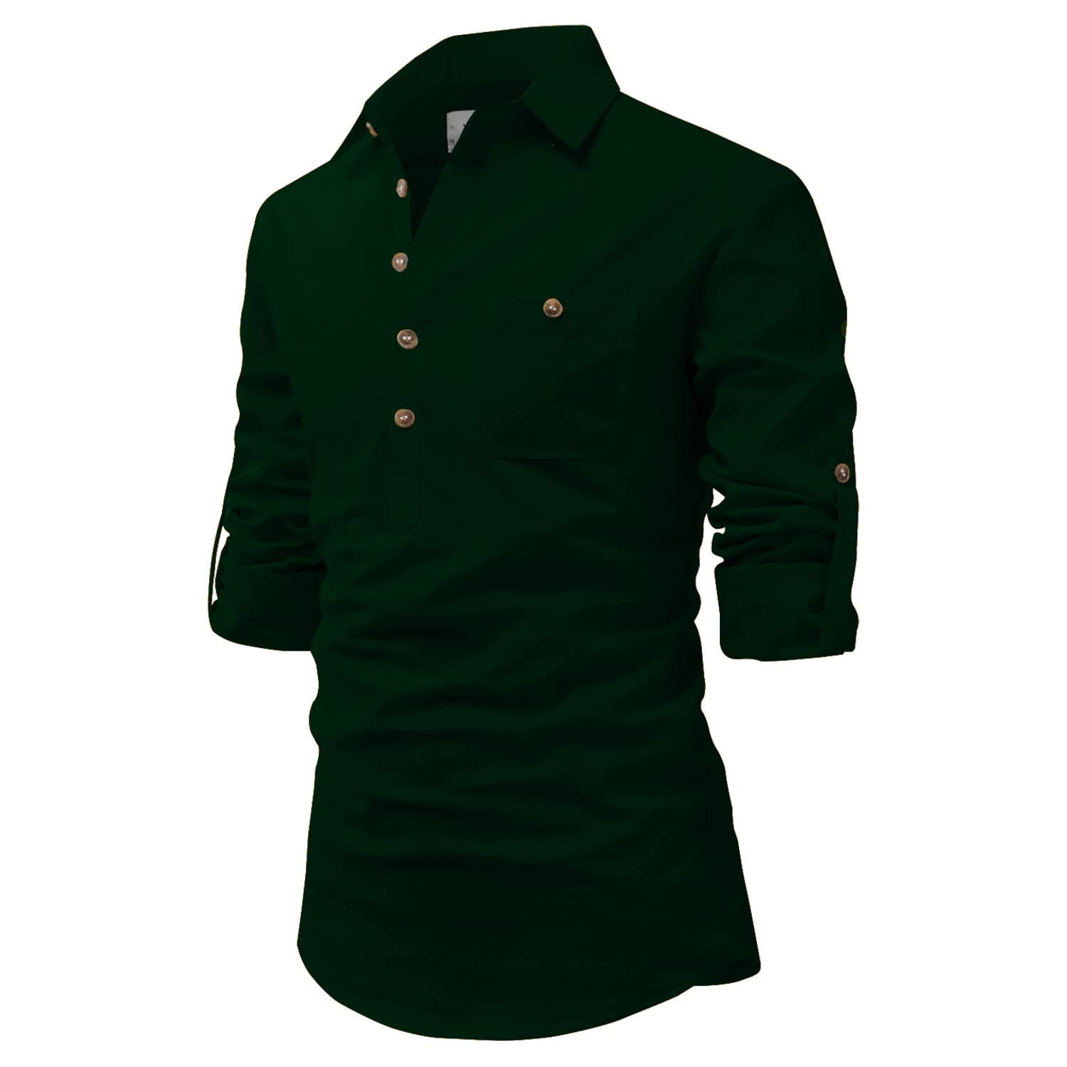 Men Cotton Blend Collar Kurta With Pocket-image-39