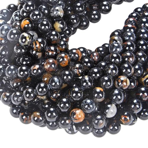 6MM Black Tourmaline Beads in Iron Matrix