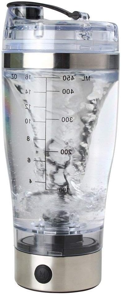Powered Protein Shaker Bottle Eleoption® Electric Protein Shaker Blender My Water Bottle Automatic Movement Vortex Tornado 450ml Free Detachable Smart Mixer Cup