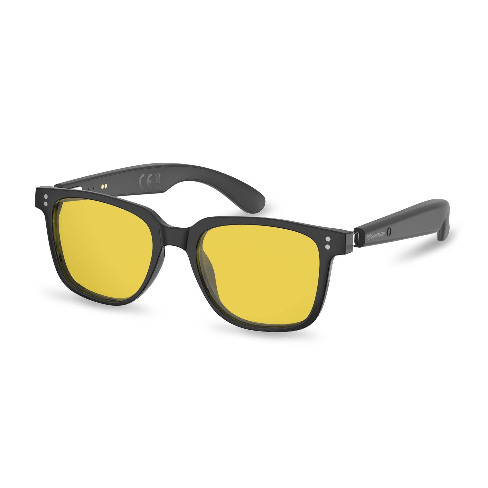 Energy Sistem Day Mode - Gafas Inteligentes Lente Amarilla/Filtro Luz Azul y UV400 / Bluetooth y Audio Open Ear/Sensor Hall Encendido Auto / IPX5 Resistente al Agua / 5h Autonomía
