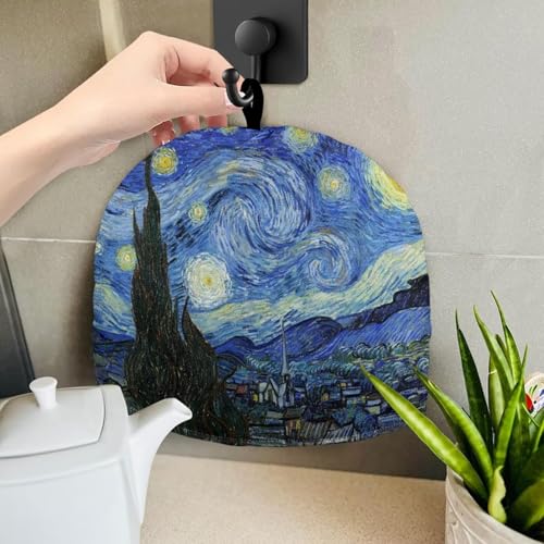 Image of Starry Night Print Tea Pot Cover Teapots Cosy Insulated Tea Cozies Home Kitchen Decoration Teapot Dust Cover Warming Tea Kettle Quilt Creative Gifts for Party