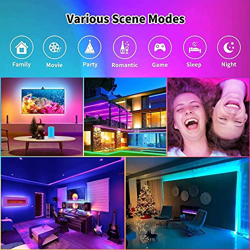 Charkee 100Ft Smart Bluetooth Led Strip Lights(50Ft * 2) Color Changing Rgb Led Strips App Control, Sync Music By Sensitive Built-In Mic,Led Rope Lights With Remote, Led Lights For Bedroom For Diy #TOP2