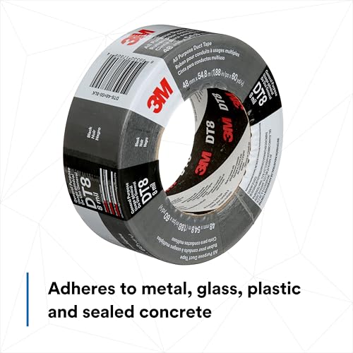 3M Duct Tape DT8, 3 Pack, Industrial Strength, Multi-Use, Black color tape, 1.88" x 60 yd, Tear by Hand, Professional Grade Adhesive, Perfect for HVAC, Bundling, Moisture Proofing, and Reinforcing by 3M - Image 2