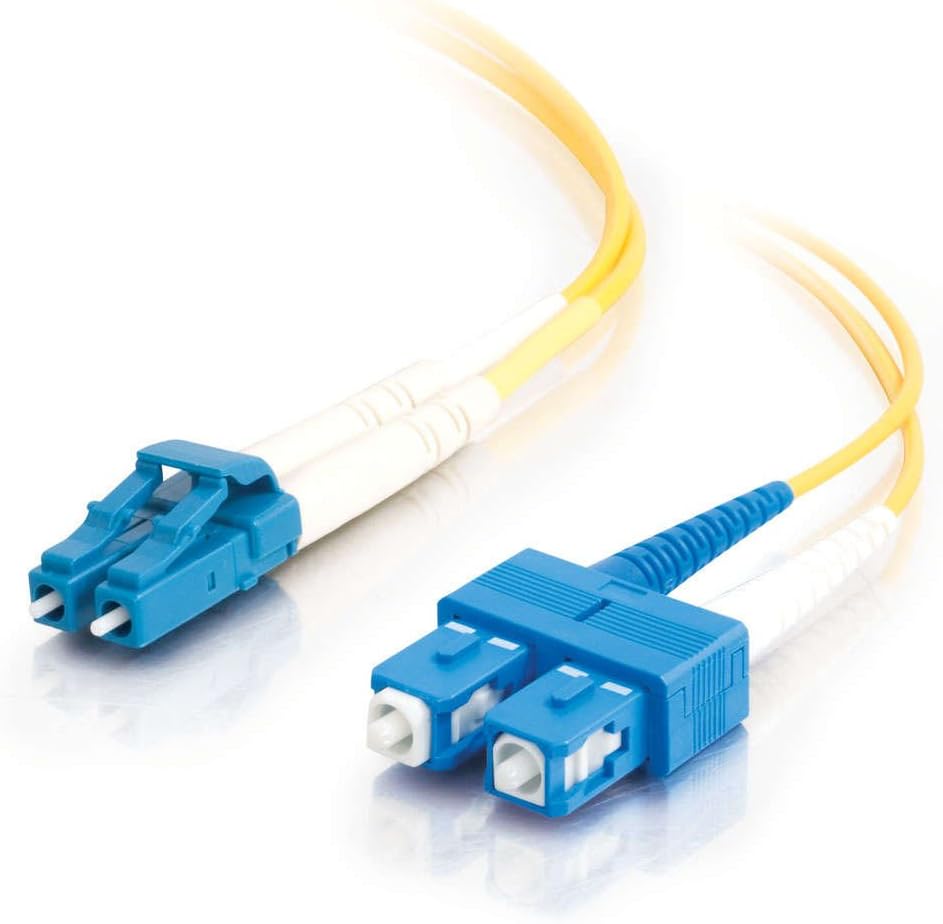 C2G 11189 OS2 Fiber Optic Cable - LC-SC 9/125 Duplex Single-Mode PVC Fiber Cable, TAA Compliant, Yellow (9.8 Feet, 3 Meters)