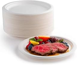 ARBUTUS Pack of 100 Reusable Plastic Plates, Tableware for Round Plates, Recyclable, High Strength, Suitable for Hot and Cold Foods (100, 22 cm)