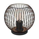 EGLO Tischlampe Almanzora, runde Nachttischlampe, Tischleuchte für Wohnzimmer und Schlafzimmer, Metall in Schwarz und Kupfer, Lampe mit E27 Fassung, Ø 20 cm