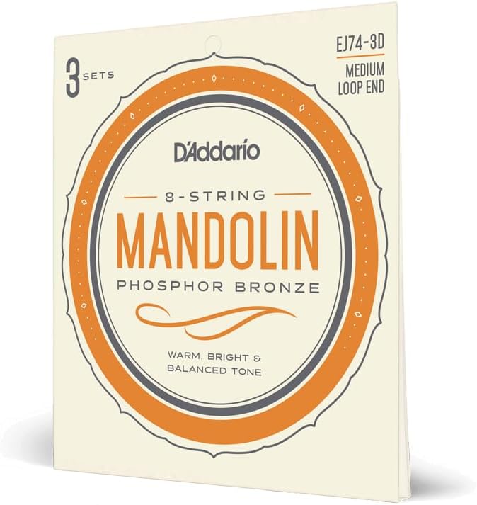 D'Addario Phosphor Bronze Mandolin Strings EJ74-3D, 11-40, 3-Pack