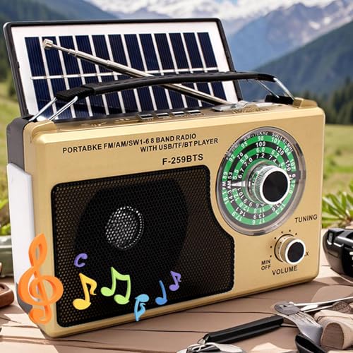 Radio pequeña FM con linterna solar para evitar apagones en tus viajes y hogar 2
